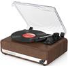 Udreamer Giradischi con altoparlante Bluetooth vintage in vinile supporta USB