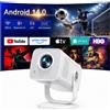 TOPTRO Proiettore [Android 14 & Ottica Corta]Proiettore Portatile Wi Fi 6 Mini