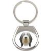 Art-Dog Bearded Collie, Highland Collie - portachiavi geometrico con foto e scritta Art-