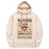 CID Apparel ONE PIECE Felpa con Cappuccio MONKEY D LUFFY WANTED Adulto ORIGINALE BEIGE