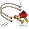 X2 TUBO GAS GPL FLESSIBILE LUNGHEZZA FISSA 50 CM E MINI CENTRALINA PER 2 BOMBOLE