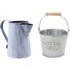 2 Pezzi Shabby Chic Metallo Ferro Fiore Pianta Secchio Retrò Fioriera Vaso Da