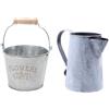 2 Pezzi Shabby Chic Metallo Ferro Fiore Pianta Secchio Retrò Fioriera Vaso Da