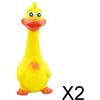 2X Pollo di Gomma Che Urla Cucciolo Gommoso Giallo Urlante 19x7cm