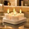 BEPER P207ILI611 Set 4 Candele LED Ricaricabili con Base USB-C, Mini Candele Elettriche Effetto Fiamma, Autonomia 24 h, Luce Calda, Decorazione Tavolo e Centrotavola