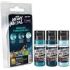 IONIC Smart Colors IONIC Real Heavy Metal - Set di vernice metallica in 3 passaggi per miniature e modellismo, include base, lavaggio e luce, finitura professionale, Wargames