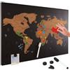 Lavagna Magnetica Mappamondo da Grattare 60x40 Mappa Mondo con Pennarello