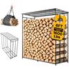 VEVOR Portalegna da 1855 mm da 3/8 Corde per Uso Esterno Carico 730 kg | Ideale per Camino Patio Terrazzo, Struttura in Acciaio al Carbonio, Colore Nero, per Conservazione Cataste di Legna da Ardere