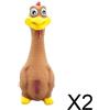 2x Pollo di Gomma Che Urla Stridulo Cucciolo Da Masticare Spremere - 18x7cm