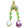 diWa Jewels Orecchini con Perle di Maiorca Pastello e Cristalli Verdi - Argento 925 giallo
