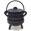 New Age Imports, Inc. Calderone in ghisa con manico e coperchio, ideale per sbavature, bruciare incenso, scopo rituale, decorazione, decorazione di Halloween, portacandele, ecc. (stile scanalato 10,2