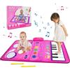 OneAndes Tappeto Musicale Bambini Pianoforte Batteria 8 Tasti 13 Melodie Registra Rosa 3+