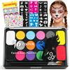 Truccabimbi Kit 16 Colori Trucco Viso Bambini con 4 Colori Grandi 52 Stencil e 1