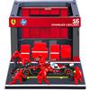 Bburago Garage Playset Paddock Garage Pit Stop con auto F1 2025 16 Leclerc FERRARI 18 3