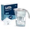 LAICA Stream Line Caraffa Filtrante Acqua-2,3L, Timer Digitale, Bianca | Filtro bi-flux universal x1 incluso, preserva sali minerali, riduce cloro, calcare e microplastiche, Made in Italy