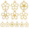 12Pcs Alloy Flower Dangle Charms Reusable Golden Hollow Frame Pendants for Craft