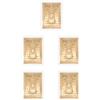5Pcs Golden Chinese God of Wealth Cards Reusable Feng Shui Prosperity Amulet Set