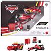 Mattel Disney e Pixar Cars x Formula 1 Set Veicoli 3 Pezzi | Saetta McQueen, Francesco Bernoulli e Alex Machino con accessori pila di pneumatici e carrello attrezzi, JTJ08