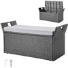 VEVOR Panca Portaoggetti da Esterno, Panca Portaoggetti in Rattan PE per 2 Persone, Contenitore Intrecciato con Cuscino Maniglia Laterale, Supporto Max 180kg, Seduta da Giardino Decorazione Balcone