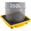 VEVOR Pallet di Contenimento per Fusti, Vasca di Raccolta Antisversamento Modulare per 1 Fusto, Capacità 43,2 L, Portata Max 700 kg, Piattaforma in Polietilene con Scarico, 67 x 67,5 x 15 cm, Giallo