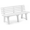 Panchina da Giardino in Resina 3 Posti Bianco 145x49x74 Panca da Esterno