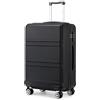 KONO Trolley Bagaglio a Mano 55x40x20 Rigida Valigia da Viaggio Nero Leggero