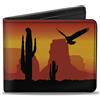 Buckle-Down Designs Bi-Fold Wallet Cowboy Silhouette/Western Landscape Reds/Black