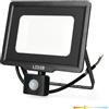 KOBI LIGHT Faro LED da 50W 3000K 4000 lm IP44 nero con sensore di movimento