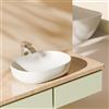 EMKE Lavabo ovale da appoggiare, 60 x 41 x 13 cm, bianco, facile da installare e pulire, lavabo resistente ai graffi per bagno, mobile lavabo per bagno e WC per gli ospiti