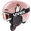 uvex Viti Set, Casco e Maschera da Sci Unisex Bambino, Pink Penguin, 46-50 cm