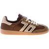 BACK 70 donna Sneaker Cloud Star Strass Coffee-Gold suede bicolore marrone caffè