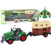 LEAN TOYS Trattore radiocomandato, trattore agricolo con rimorchio, scala 1:24