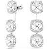 SWAROVSKI 5754342 ORECCHINI UNA ANGELIC, TAGLIO CUSHION, BIANCHI, PLACCATO RODIO
