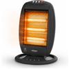 Stufa Alogena 1200W Stufetta Elettrica Oscillante 3 Livelli Nera Stufa elettrica