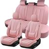 Coverado Coprisedile per auto, set completo, coprisedili per auto, coprisedile per auto in pelle nappa impermeabile, per sedili anteriori e posteriori, adatto per la maggior parte delle auto, rosa