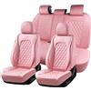 Coverado Set completo di coprisedili per auto, lussuosi coprisedili impermeabili in ecopelle, protezione per sedili auto, universali, adatti per la maggior parte delle auto, coprisedili per auto, rosa