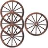 4Pcs Vintage Wooden Wagon Wheel Decor Rustic Brown Wood Wall Art