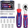 WORKPRO Set di 34 Bussole e Bit Chiave a Cricchetto da 1/4 e Cacciavite