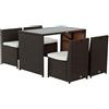 Outsunny Set Mobili da Giardino in Rattan Marrone 5pz Tavolo e Sedie