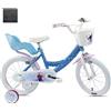 Denver Bici 12''-14''-16'' FROZEN co Cestino- Porta Bambole e Rotelle/Stabilizzatori