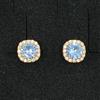 Orecchini Oro 18K 750 Mls. Topazi Blu E Zirconiti. Ref 65-1212A