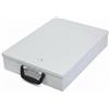 Relaxdays cassetta portadocumenti DIN A4, serratura, 2 chiavi, maniglia, HxLxP 7x37x27 cm, sicurezza, grigio chiaro