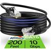10Gsupxsel Cavo Ethernet Cat 6 60 m per esterni e interni, cavo patch Ethernet Cat6 10 Gbps, cavo di rete UTP Cat6 ad alta velocità in rame puro, cavo Cat 6 per rete domestica e ufficio, nero