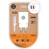 TECH ONE TECH Caricatore da rete doppio con cavo USB-C in nylon 2,4 A 12 W