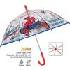 PERLETTI Ombrello manuale trasparente per bambini MARVEL SPIDERMAN 45 CM