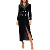 Simona Corsellini abito lungo doppiopetto in velluto robe manteau nero