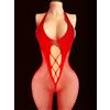 Body intimo donna a rete rosso trasparente sexy sensuale abito seduttivo