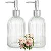 Ulable Dispenser di sapone in vetro con pompa in plastica, distributore di sapone per le mani per lavare le mani, dispenser di lozione per detersivo per piatti, gel doccia (strisce trasparenti)