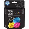 HP Pack 2 Cartucce Originali HP 302/304 Nero + Tricolor B82L1AE X4D37AE 3JB05AE