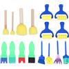 Kids Art Painting Sponge Brush Set Bamboo Durable Handles Assorted Colors
